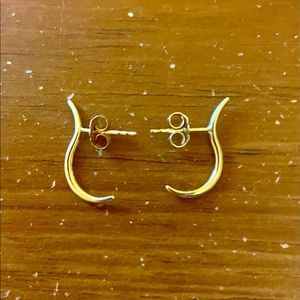 2 for 1: 14k gold White/Space Forme Suspender Earrings and teeny tiny huggies.